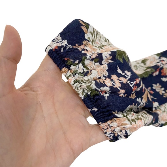 Lucky Brand Blue Multicolor Sawyer Floral Wrap Side Tie Top, Size Medium - Picture 8 of 14